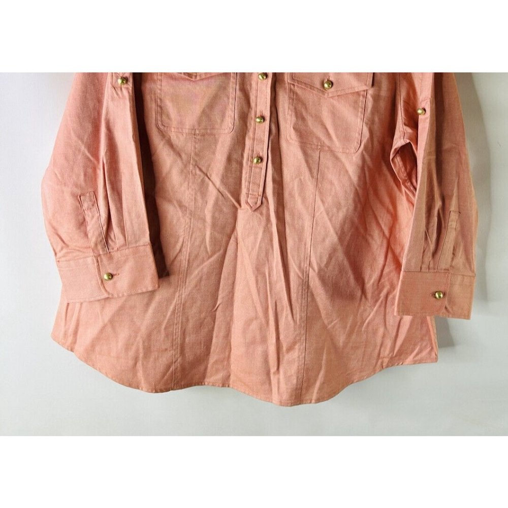 Talbots Double Pocket Roll Sleeve Button Popover … - image 3